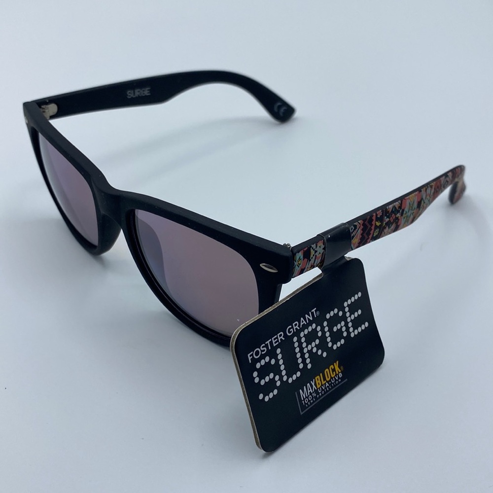 Foster Grant SURGE Matte Black Aztec Wayfarer Sunglasses NWT